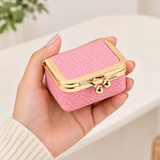 Mini Leather Jewelry Organizer Purse with Kiss Lock
