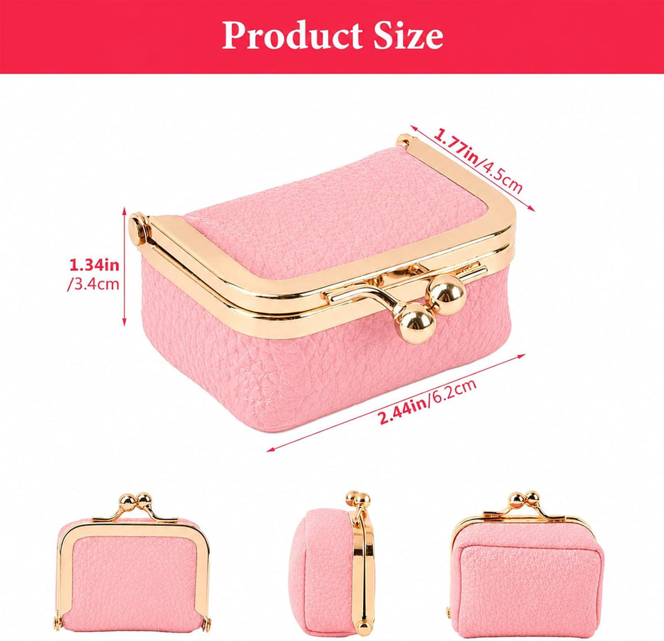 Mini Leather Jewelry Organizer Purse with Kiss Lock