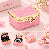 Mini Leather Jewelry Organizer Purse with Kiss Lock