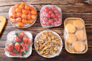 Set of 100 Disposable Plastic Stretchable Bowl Covers