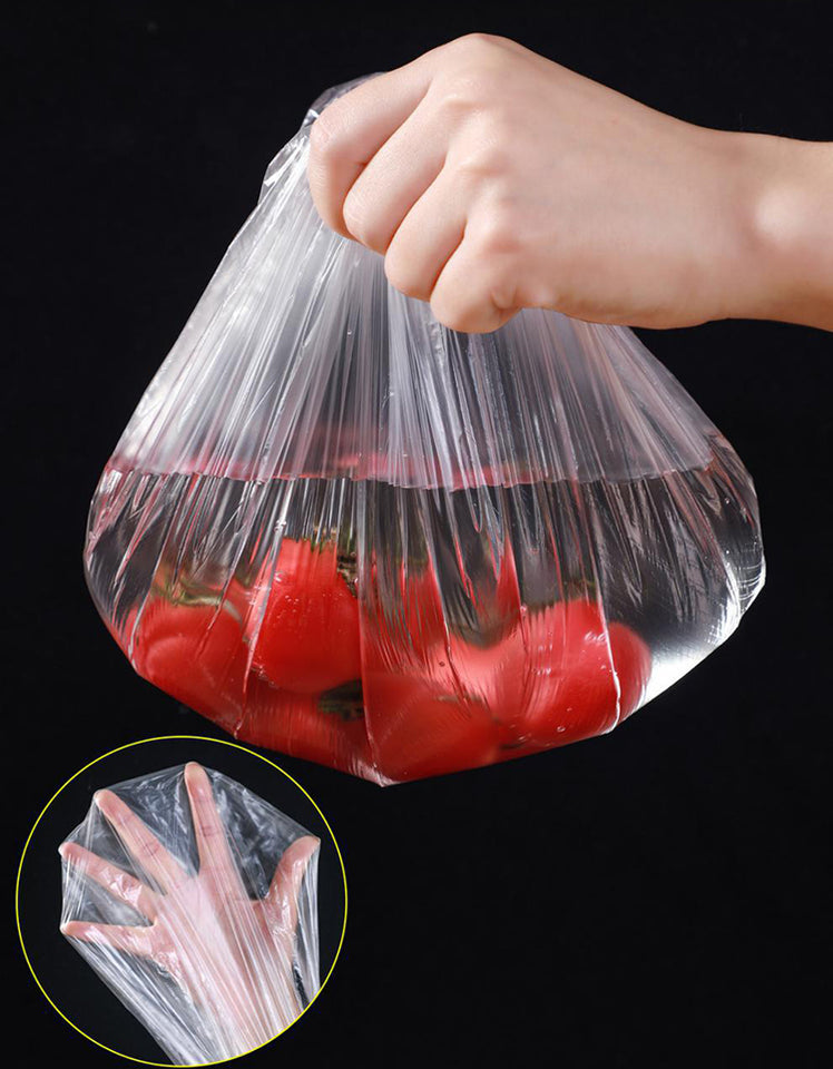 Set of 100 Disposable Plastic Stretchable Bowl Covers