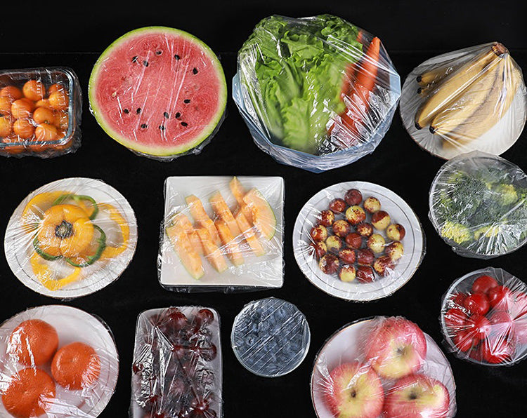 Set of 100 Disposable Plastic Stretchable Bowl Covers