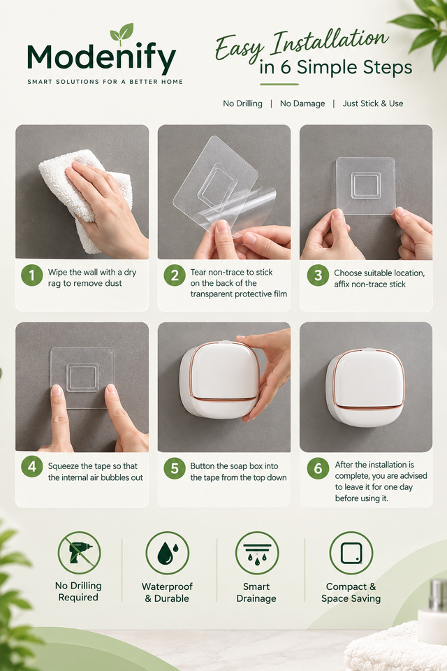 Wall Mounted Soap Holder with Drain Tray
